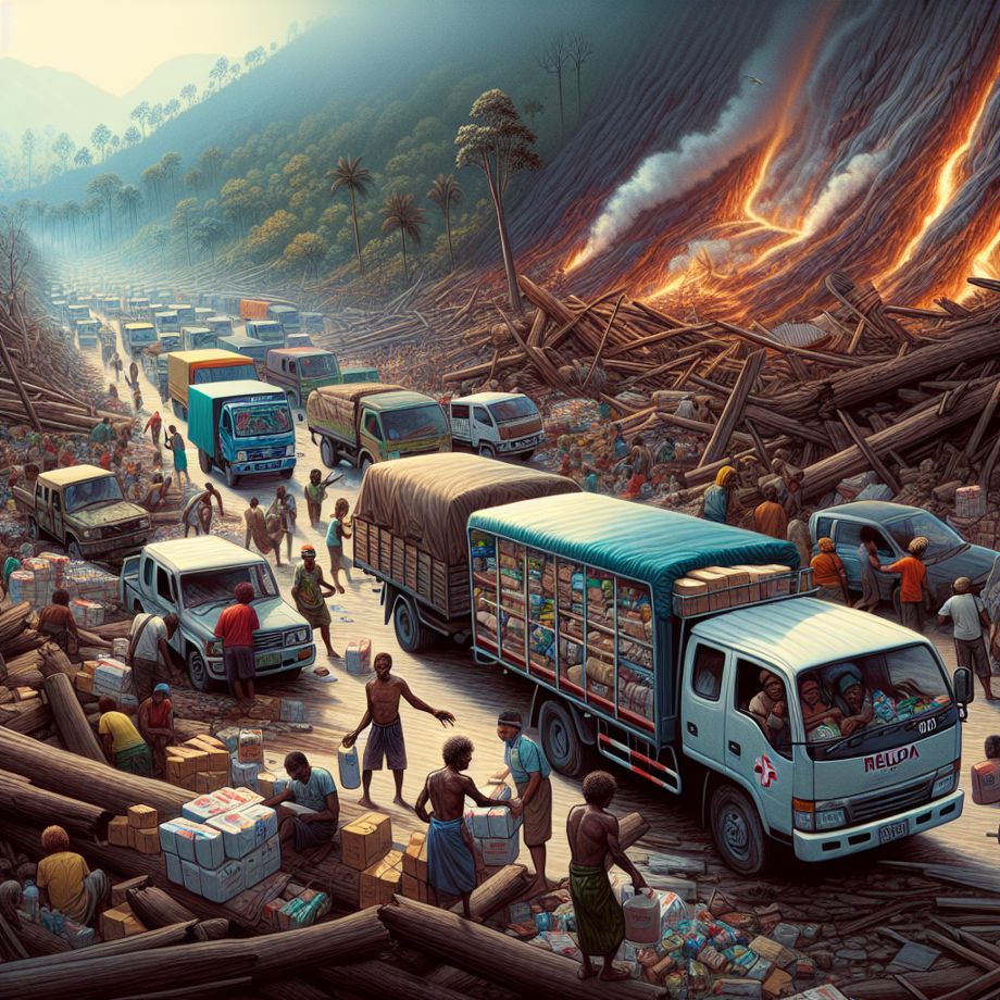 Emergency convoy takes provisions to survivors of devastating landslide ...