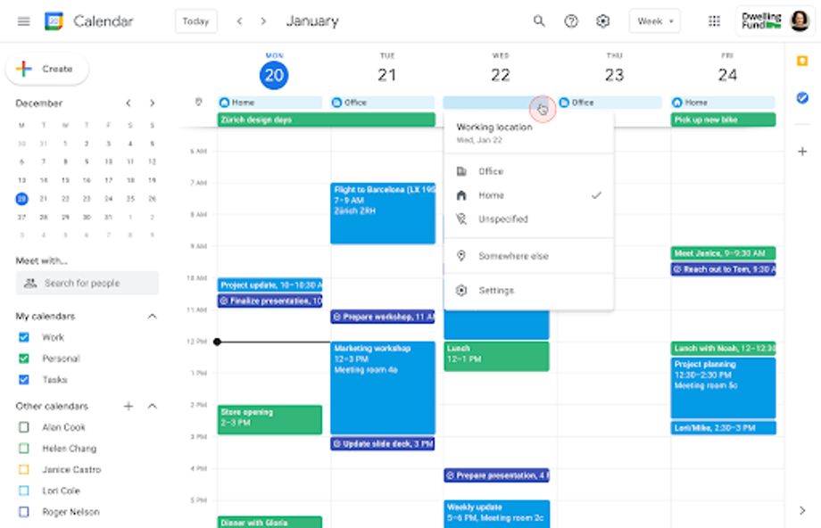 Google Calendar now lets you add weekly working location routine ...