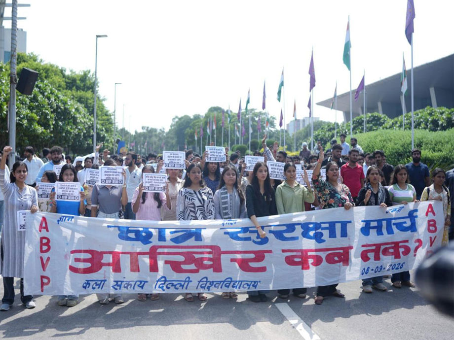 ABVP Leads Massive 'Student Safety March' at Delhi University