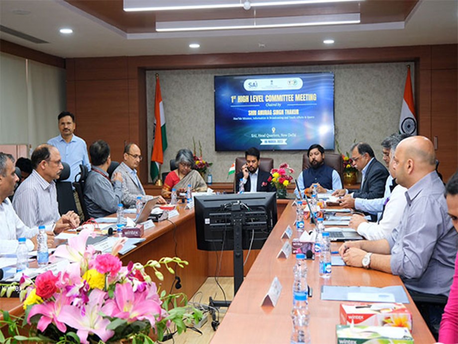 Sports minister Anurag Thakur chairs 1st high-level committee meeting for Paris Olympics 2024 Sports minister Anurag Thakur chairs 1st high-level committee meeting for Paris Olympics 2024