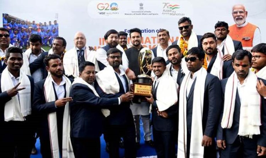 Anurag Thakur felicitates Indian team for winning T20 World Cup for the Blind Anurag Thakur felicitates Indian team for winning T20 World Cup for the Blind
